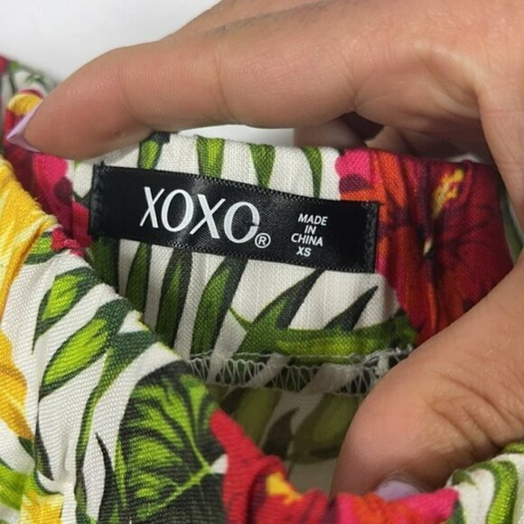 NWT xoxo Tropical Floral Print Linen Shorts w Red Tassel Fringe XS - Picture 5 of 9